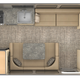 The trailer offers all the comforts of home including a bathroom with shower, a kitchen, a dining area, and even a full bedroom.
